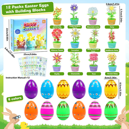 ZIOSINM Easter Basket Stuffers – 12-Pc Mini Animal Building Blocks Kit