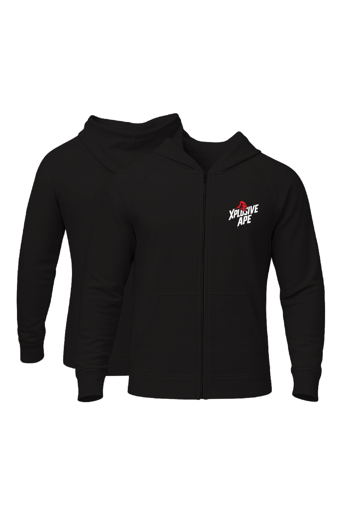 XAPE Classic Stencil Logo Oversized Zip Hoodie - Black