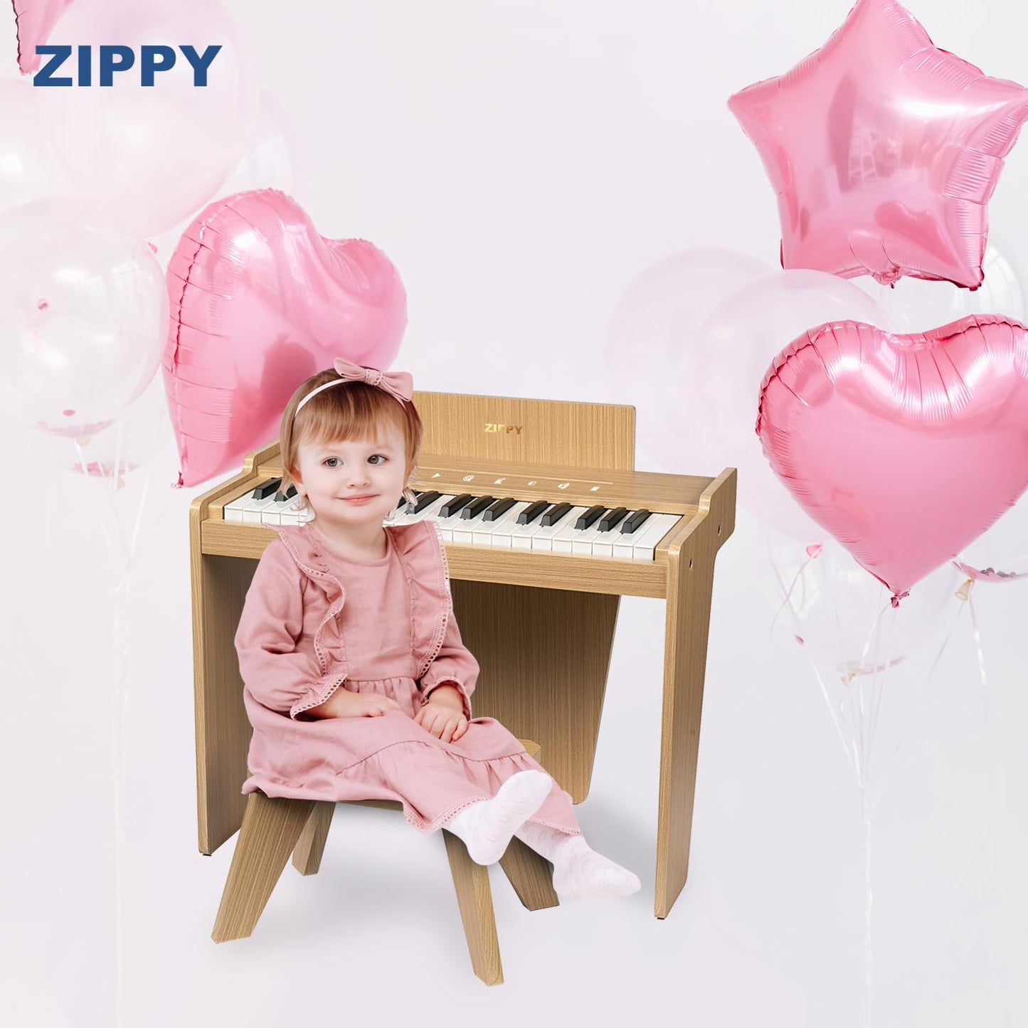 ZIPPY Kids Piano Keyboard – 37 Keys, Touch Panel, Built-in Songs (Oak Plus)