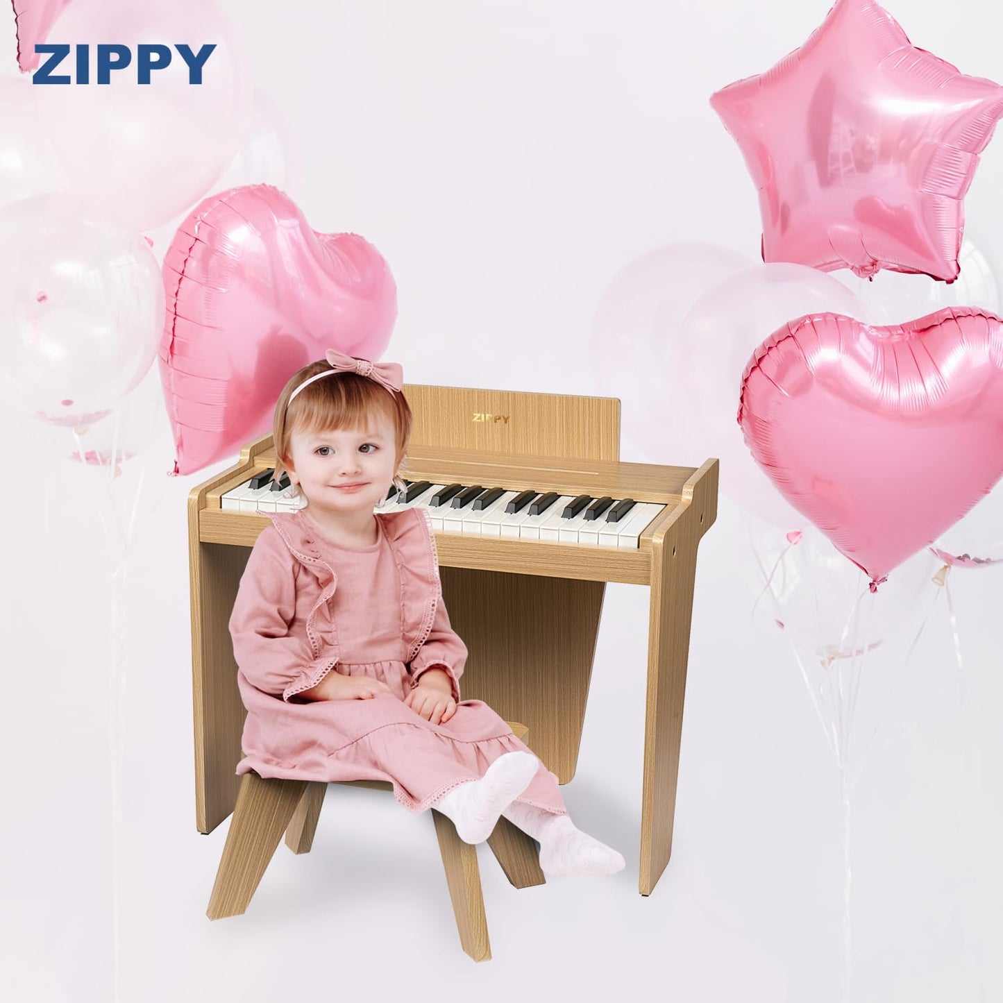 ZIPPY Kids Piano Keyboard — 37 Keys Digital Wood Piano for Kids 3+ | Oak Basic