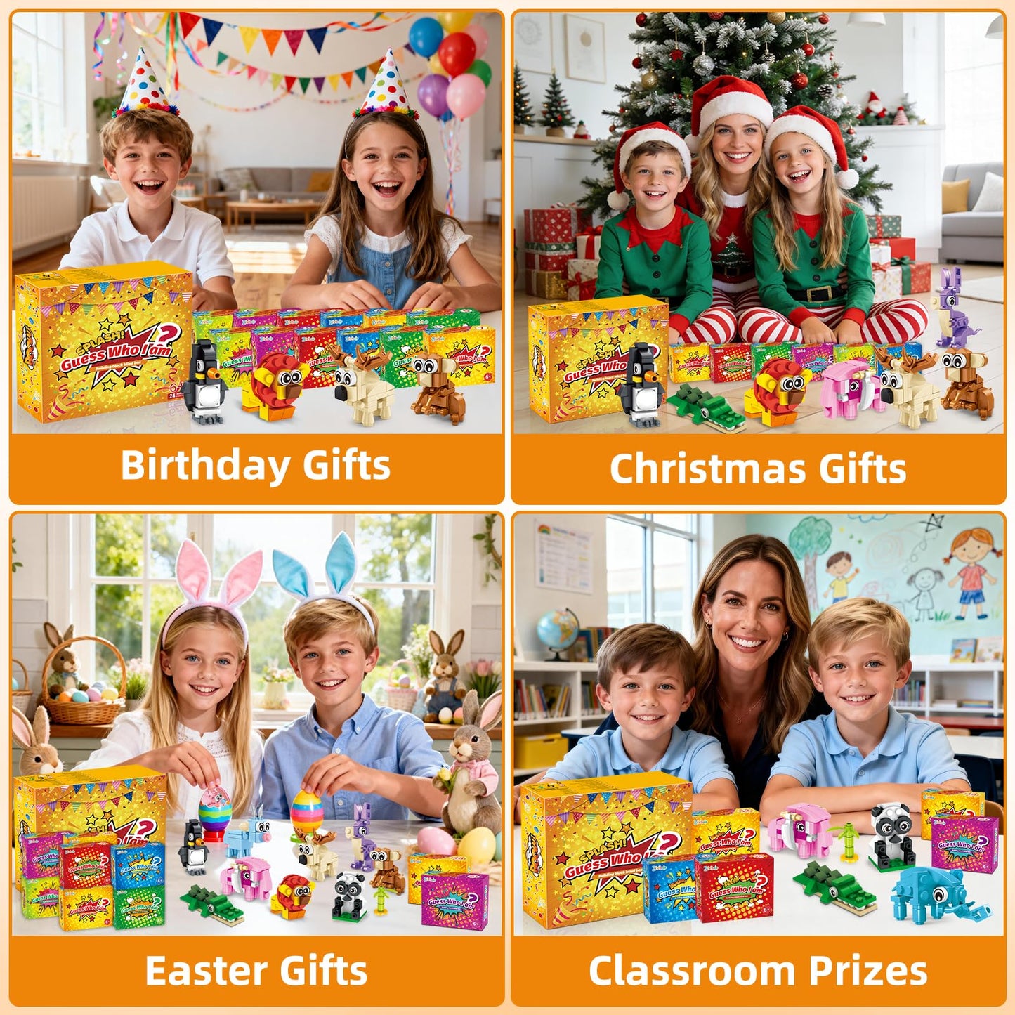 Zitetbolo 24 Pack Animal Building Blocks – 3-in-1 Mini Models for Kids Parties & Classroom Prizes