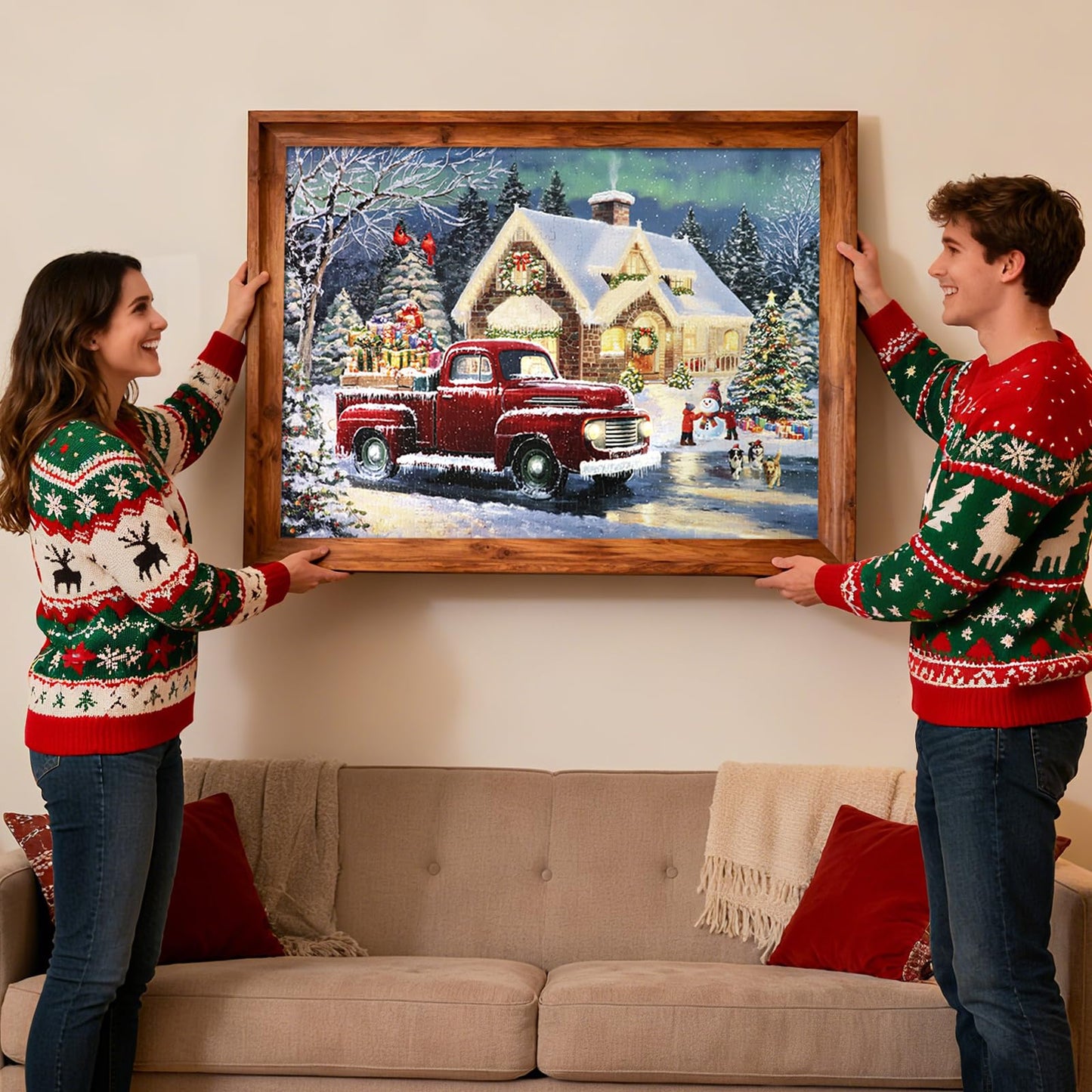 ZIZICG Christmas Puzzles 1000-Piece Snowhouse Truck Jigsaw – Holiday Family Fun