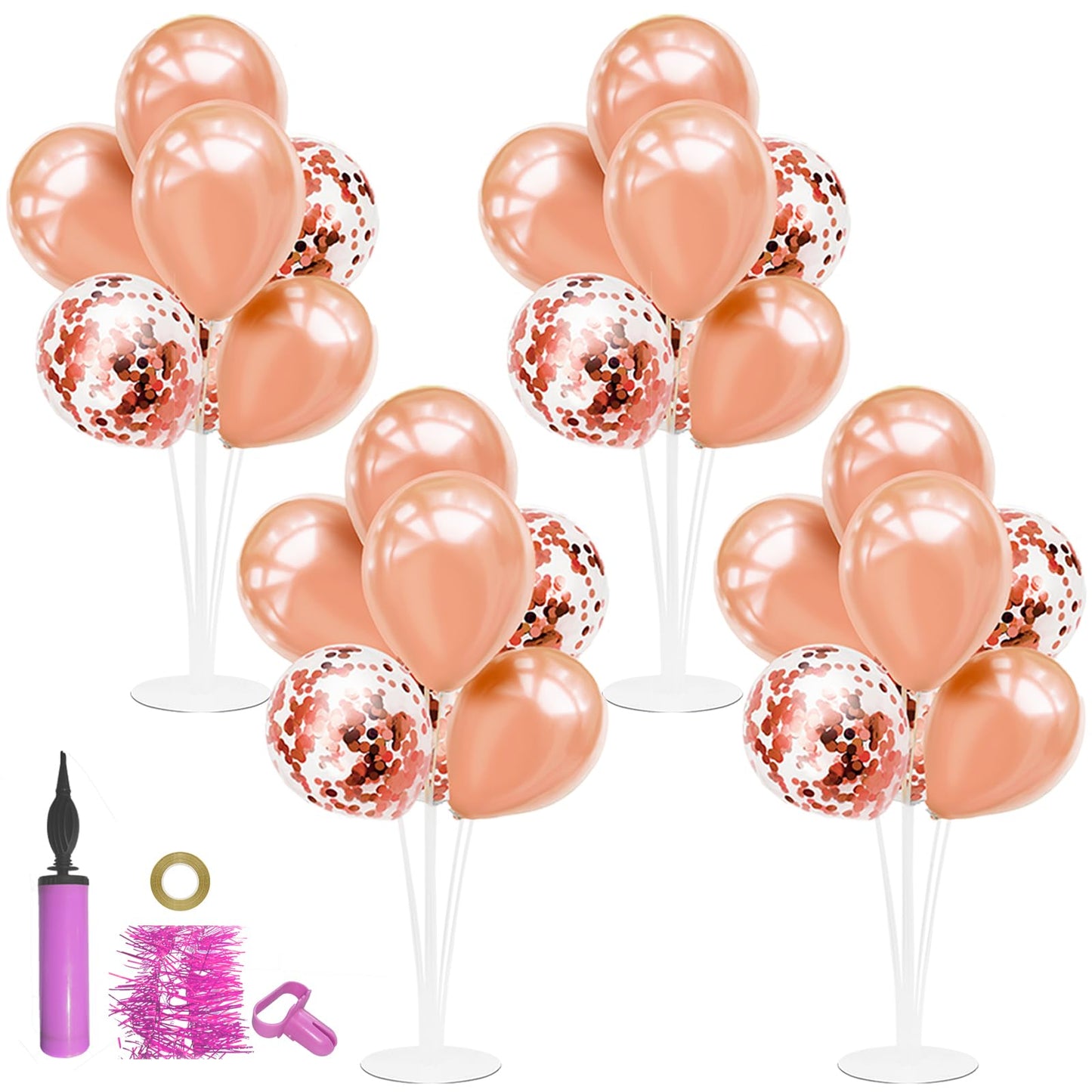 ZJDHPTY Rose Gold Balloon Stand Centerpiece Kit – 4-Set for Birthday & Wedding (Set4)