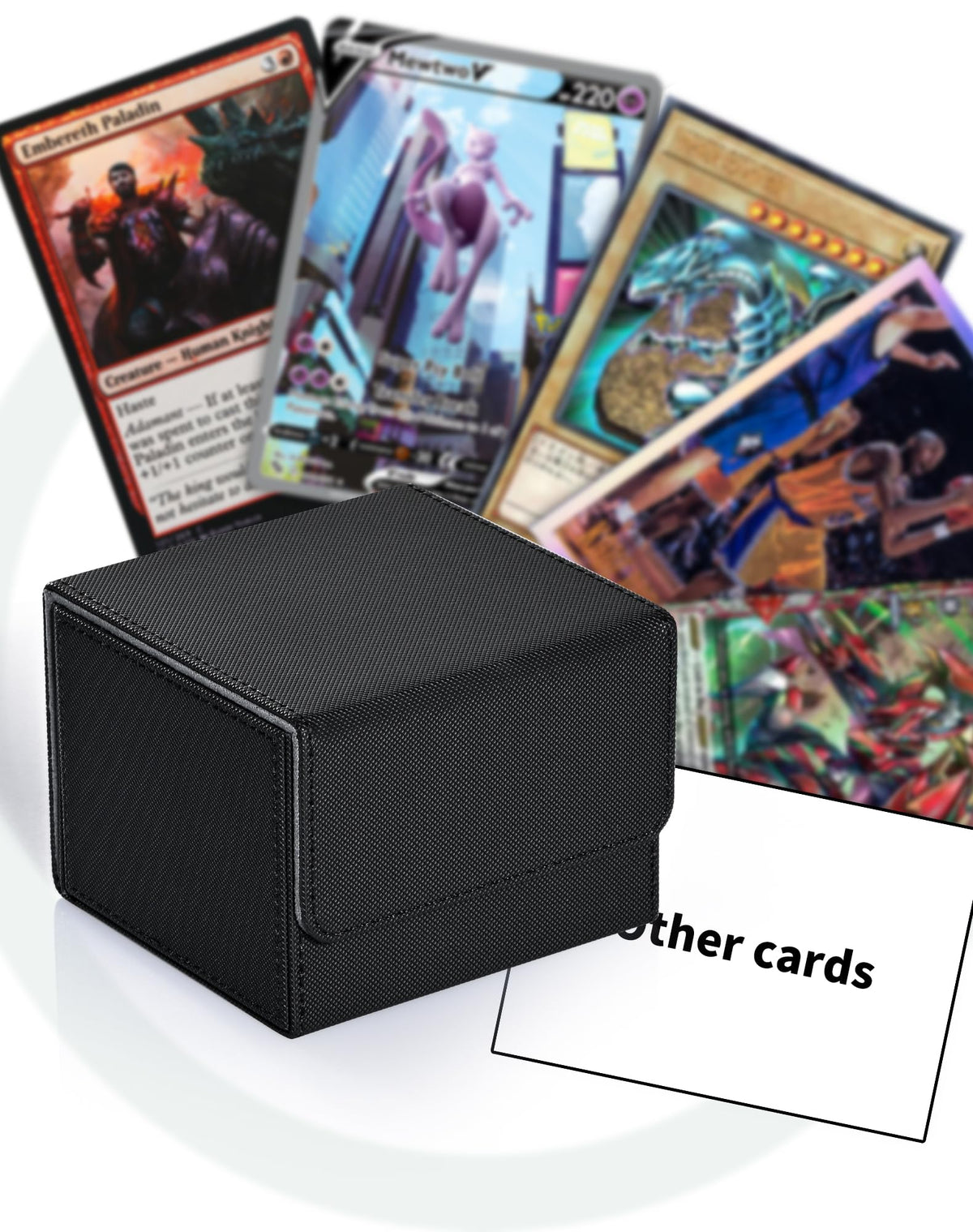 ZLCA Card Deck Box with 2 Dividers – Holds 150+ Cards, PU Leather, Magnetic Closure (Black)