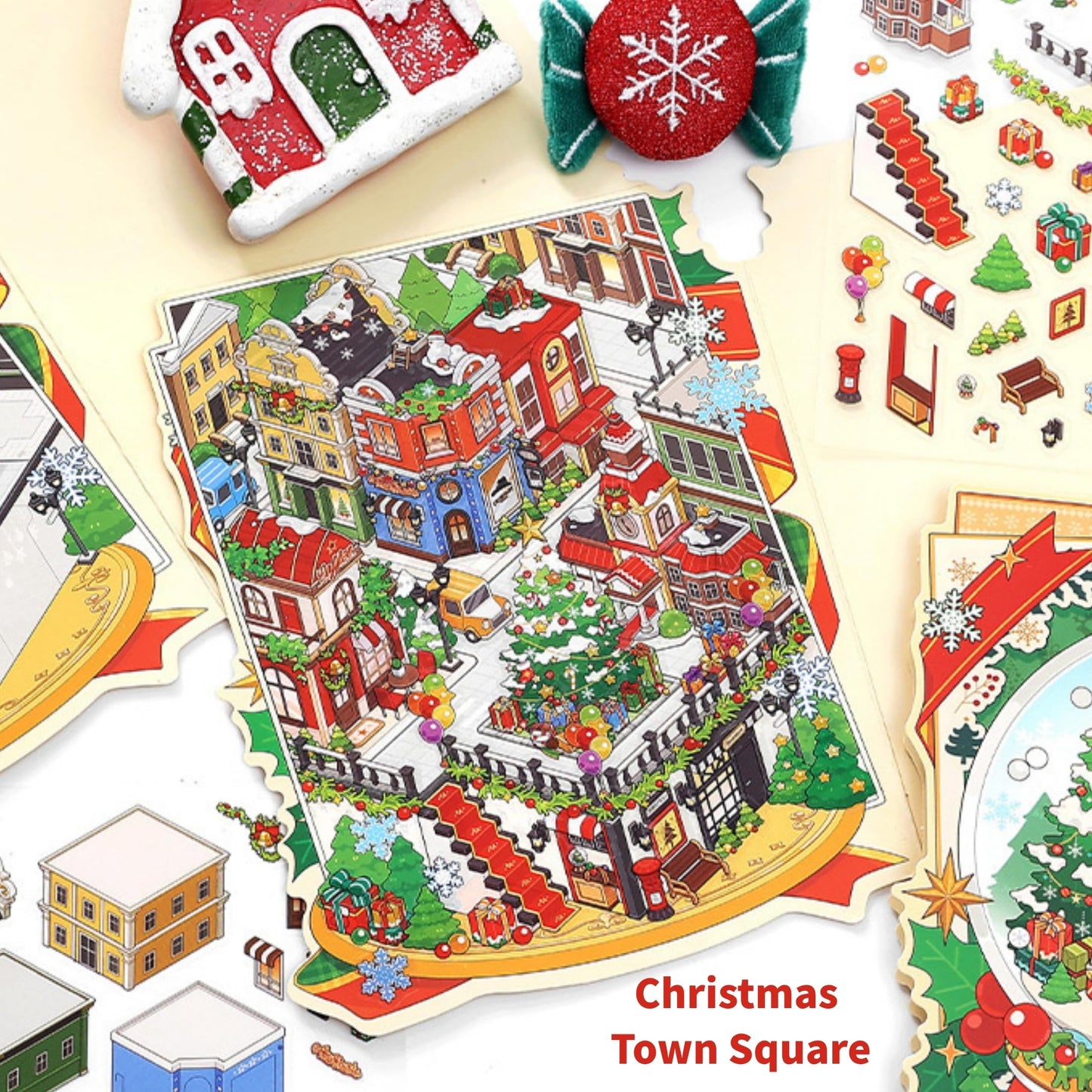 Zlineviy 3D Sticker Scene — Christmas Theme 4 Sets for Kids & Adults