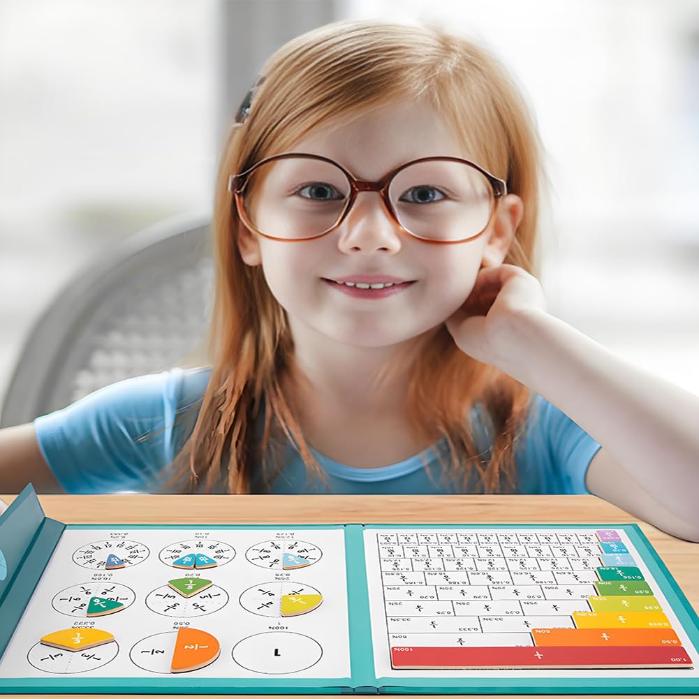 ZLverdeza Magnetic Fraction Demonstration Book for Kids – Style-A Math Manipulatives