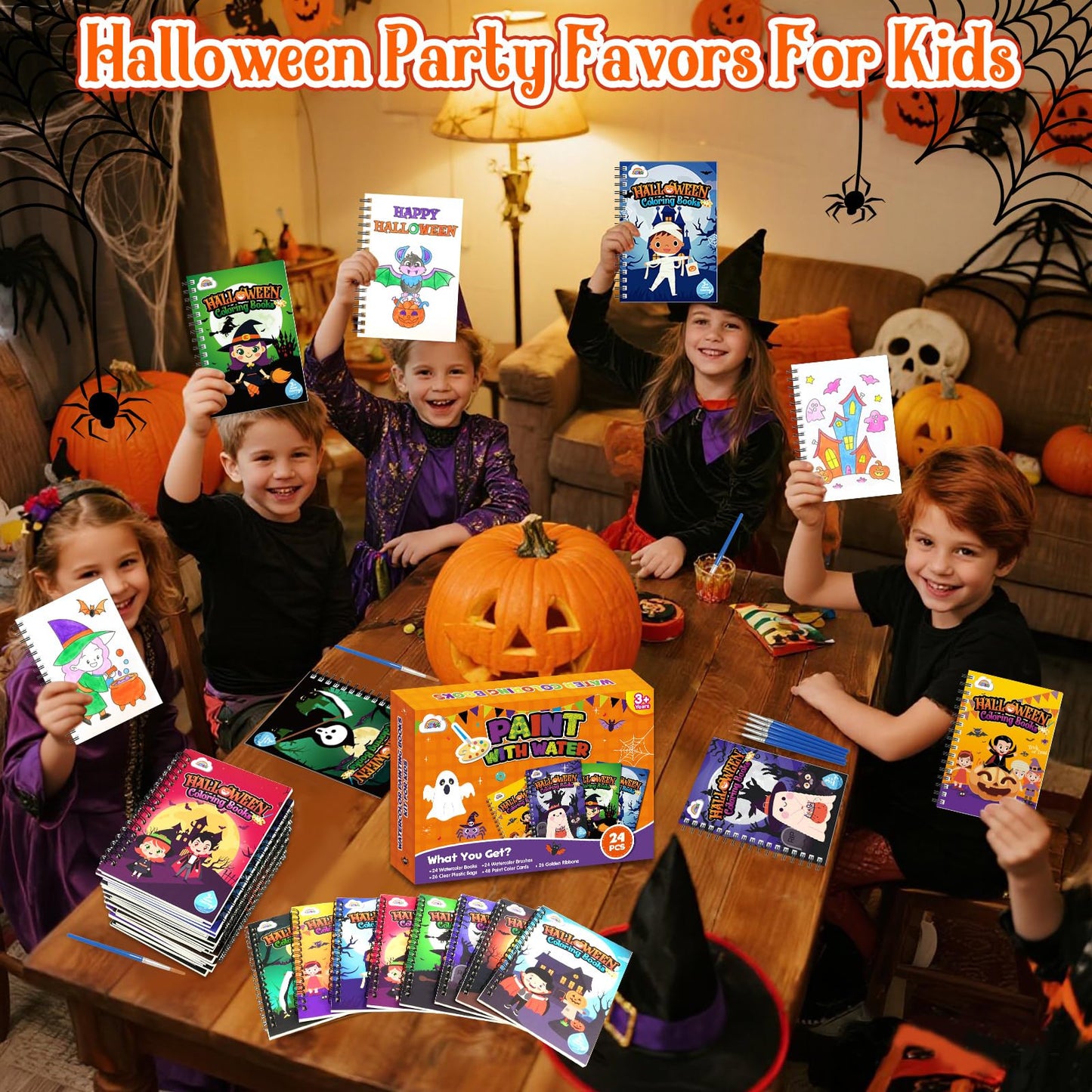ZMLM 24 Water Coloring Books for Kids – Halloween Bulk Mini Coloring Books for Ages 4-8