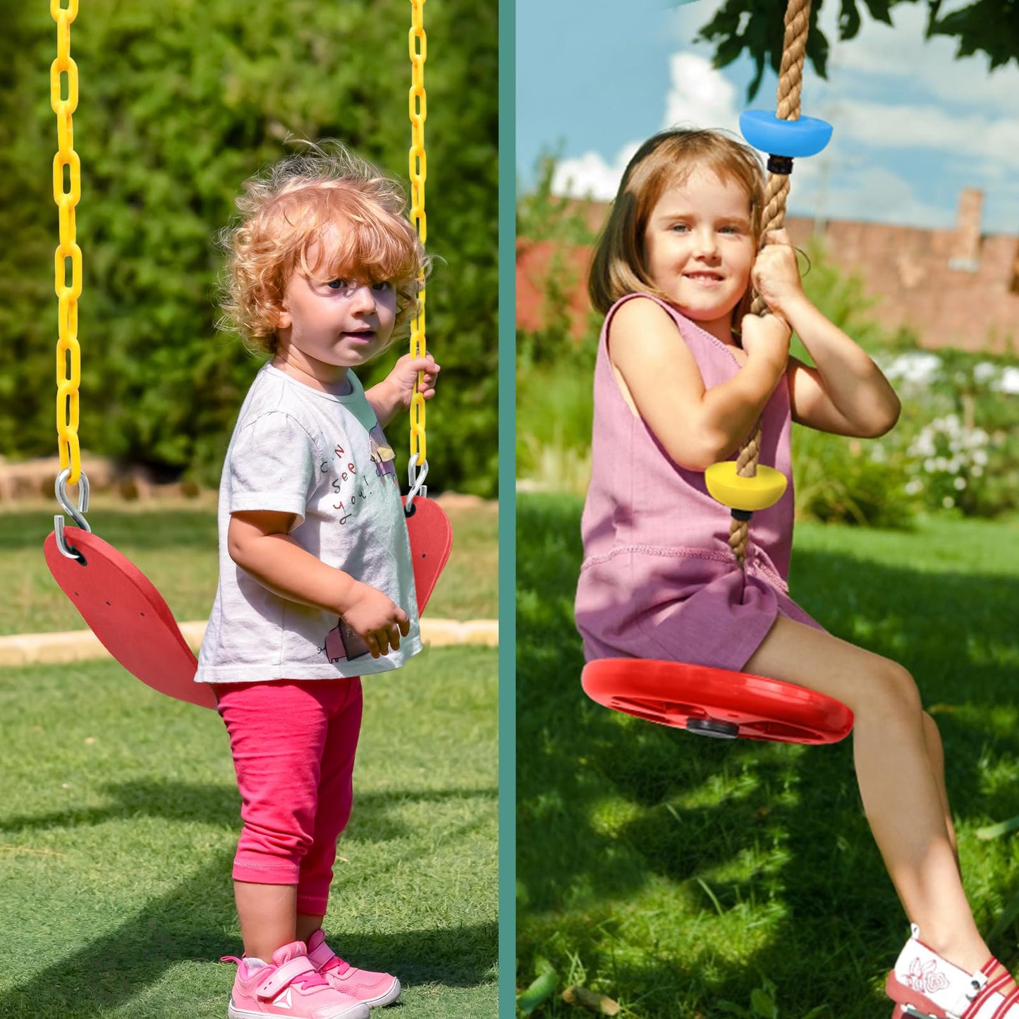 ZNCMRR Tree Swing Set – Heavy Duty Disc & Seat Swing (Red)