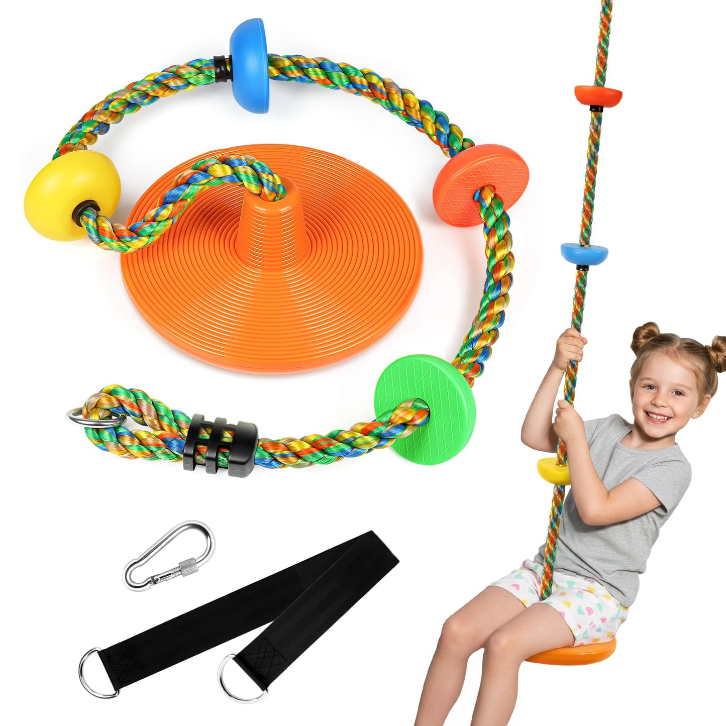 ZNCMRR Tree Swing for Kids – Heavy-Duty Disc Swing with Climbing Rope