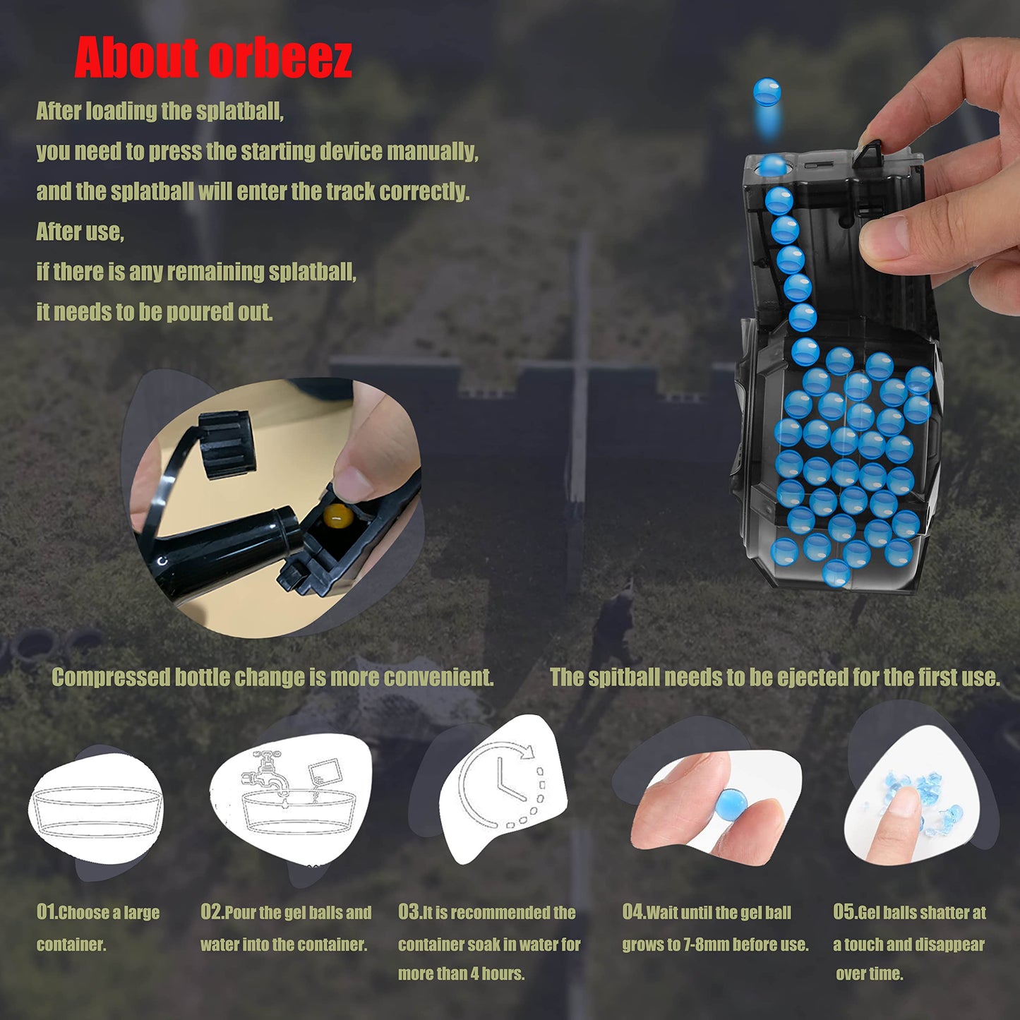 ZoffyFabrizio Gel Ball Blaster with Goggles – Outdoor Team Games for Ages 14+