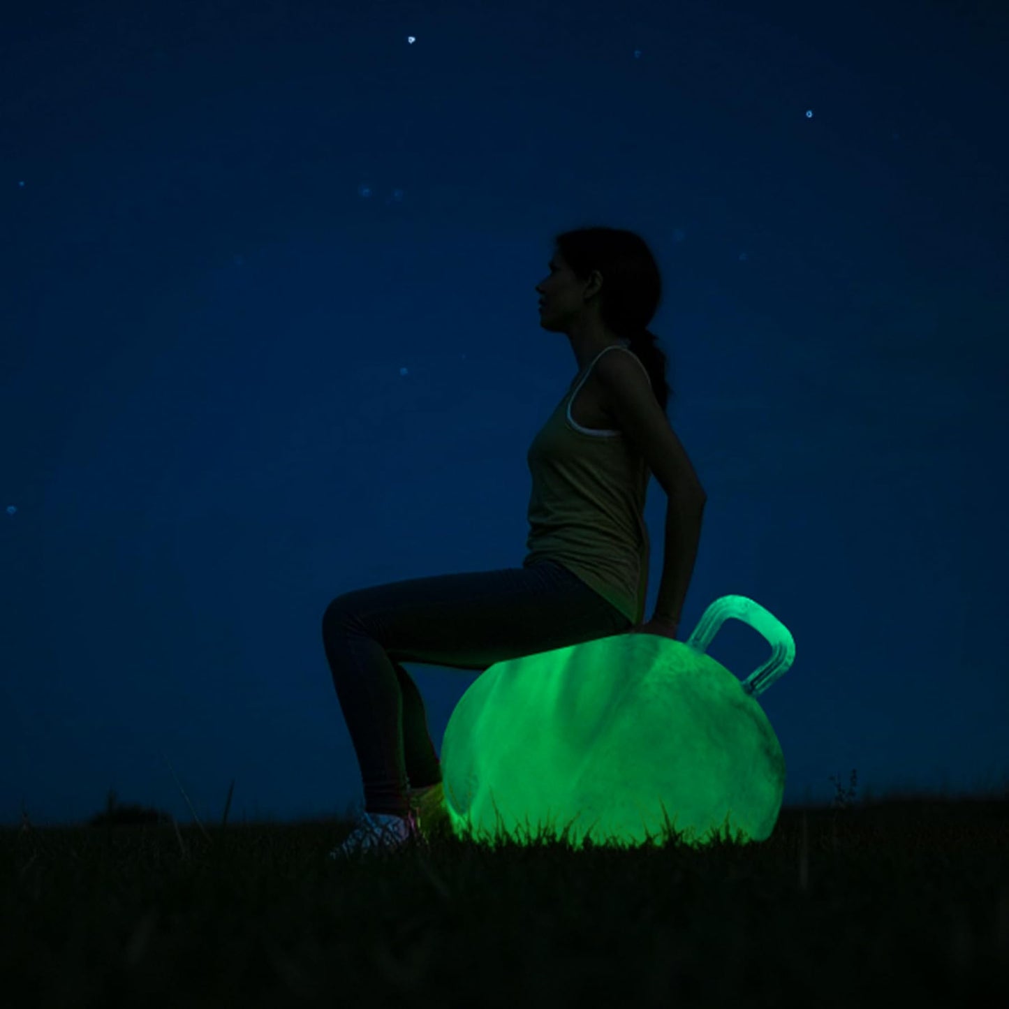 ZOOJOY Glow-in-the-Dark Hopper Ball for Kids | 18-Inch Light Up Bouncy Ball with Handle