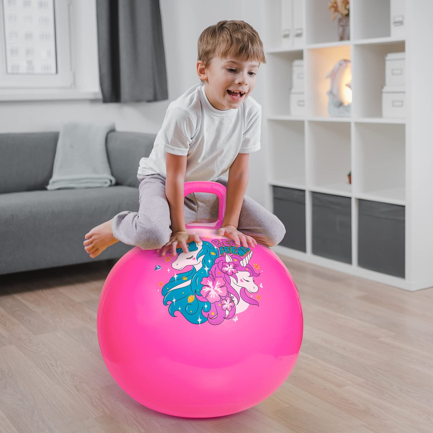 ZOOJOY Hopper Ball Unicorn Pink — 18 Inch Kids Jumping Toy with Handle (Ages 3–8)