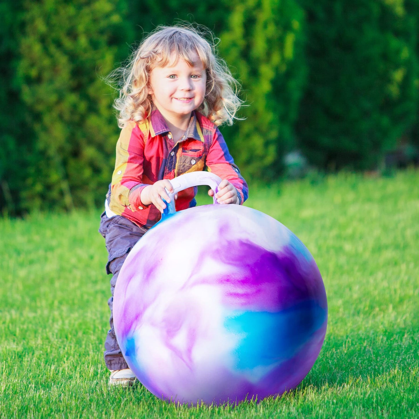 ZOOJOY Hopper Ball – 22-Inch Cloud Pattern Hopping Toy with Handle for Kids 10+