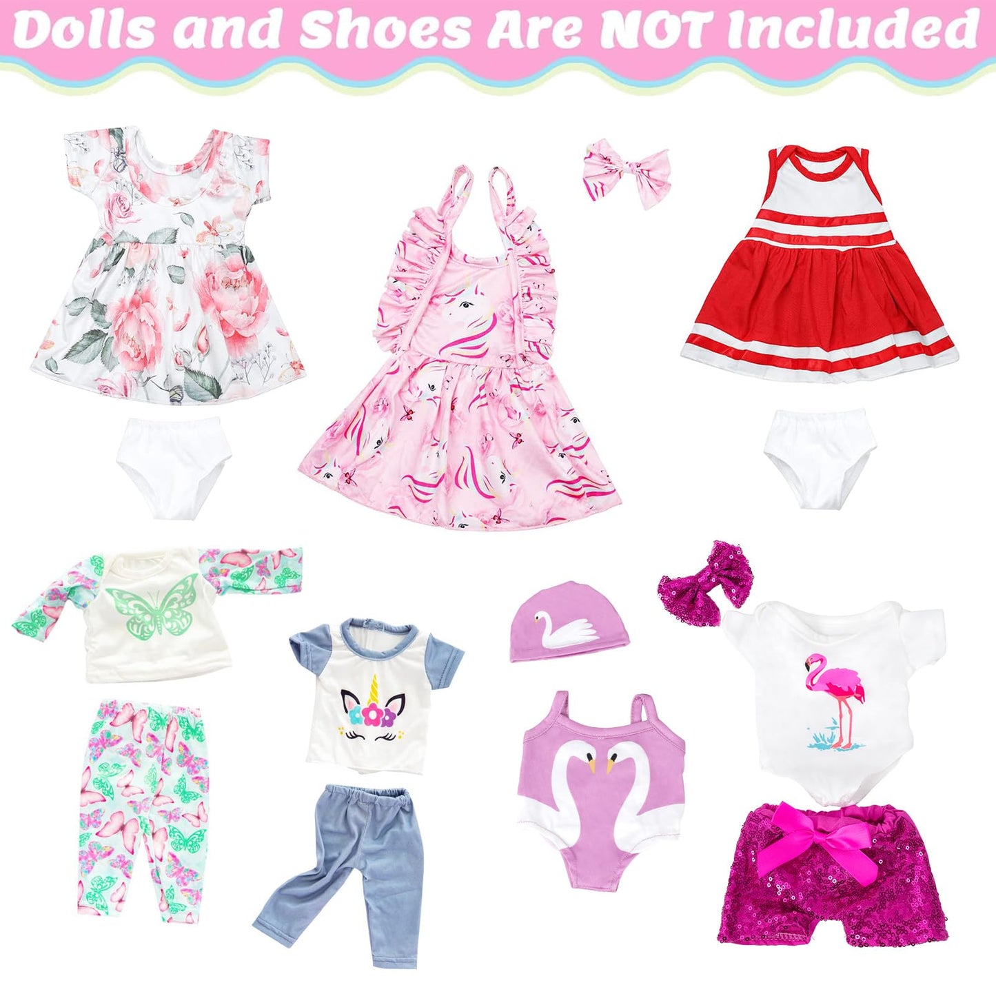 ZQDOLL American 18-Inch Doll Clothes – 7 Outfit Set for 18-Inch Dolls
