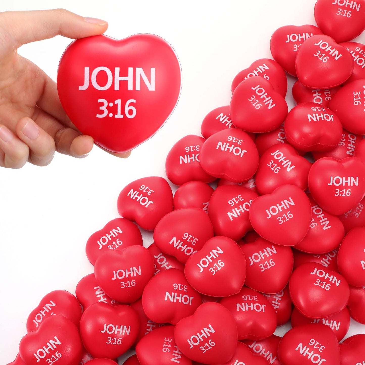Zubebe 48 Pcs Valentine Heart Stress Balls – John 3:16 Gift Set