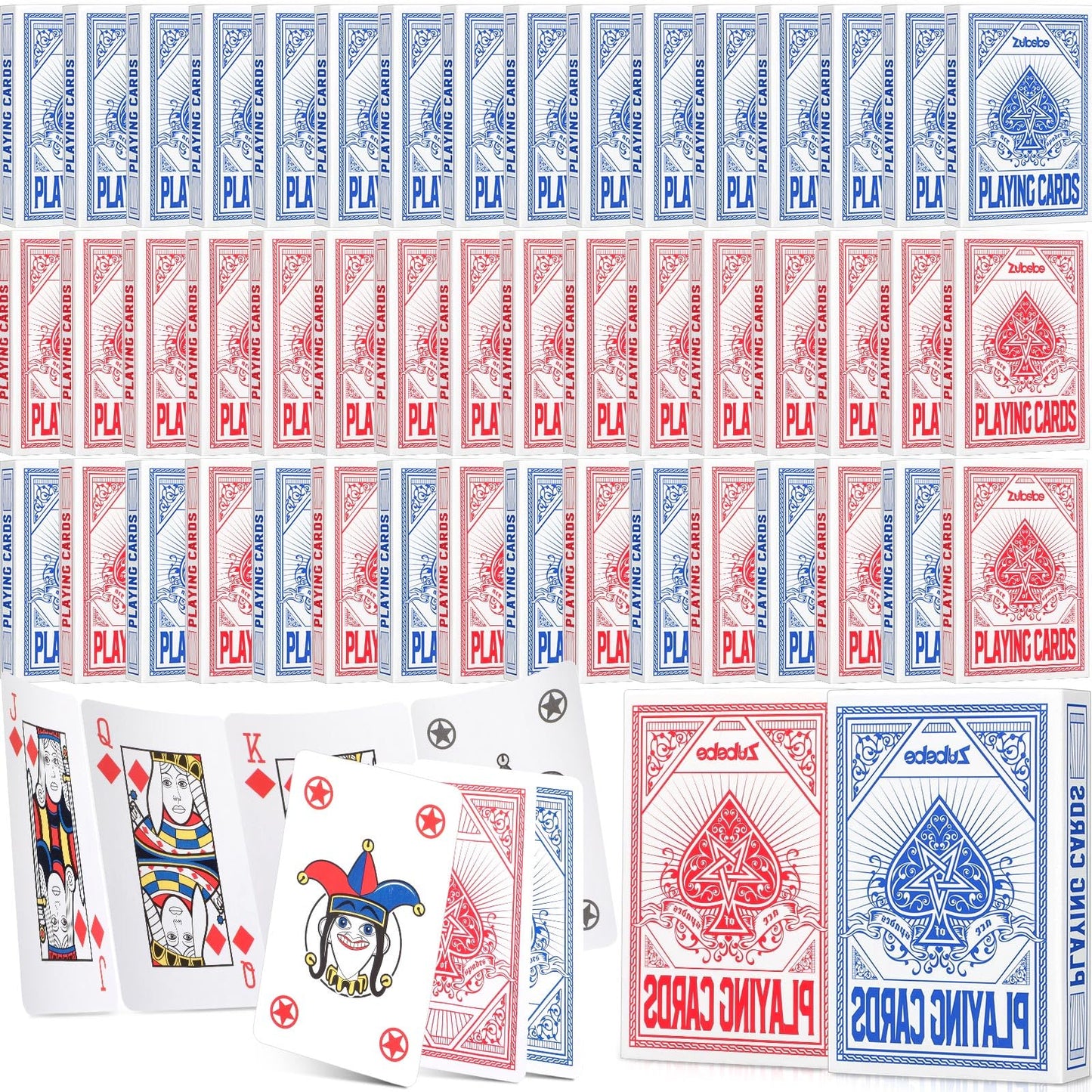 Zubebe 48-Pack Playing Cards Bulk Deck – Poker Size, Travel Friendly