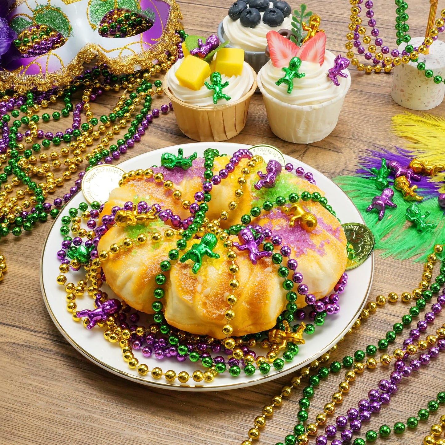 ZYFLSQ 120 Pcs King Cake Babies – 1-Inch Mardi Gras Mini Figures in Purple Green Gold