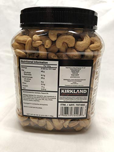 Kikrland Signature Roasted and Unsalted Cashews, 1.13 kg