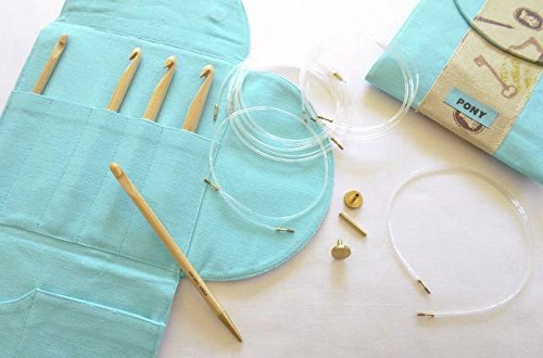 Pony Crochet Hook Set, Maple,Brass, Blue, 15cm