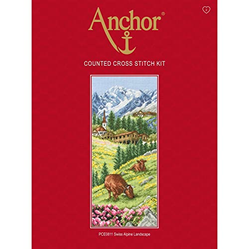Anchor PCE0811 Cross Stitch Kit: Swiss Alpine Landscape, Multi, 14 x 32cm