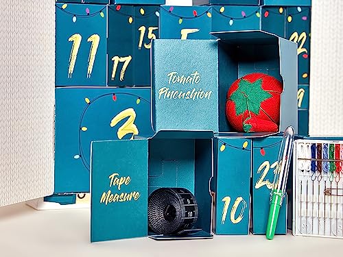 Hemline Filled Advent Calendar - 24 Sewing & Craft Gifts - Christmas Countdown - Novelty Present for Crafters