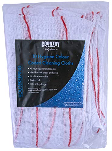 Country Range C20 Hygiene Colour Coded Dishcloths Red - 1x10