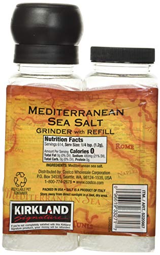 Kirkland Signature Mediterranean Sea Salt Spice Adjustable Grinder + Refill 737g