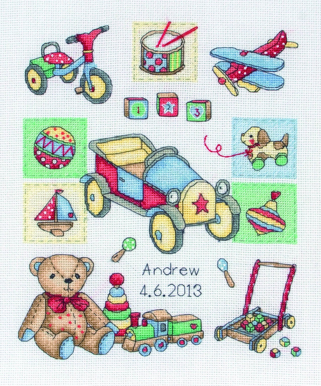 Anchor Counted Cross Stitch Kit: Birth Record: Boy, Multi, 24 x 20cm