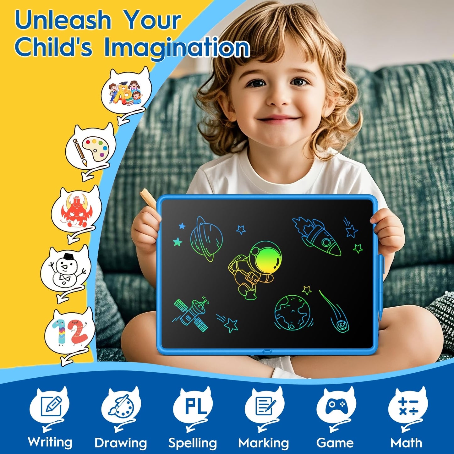 0 SMALL MODEL Kids 20-Inch LCD Writing Tablet – Reusable Drawing & Math Practice Toy