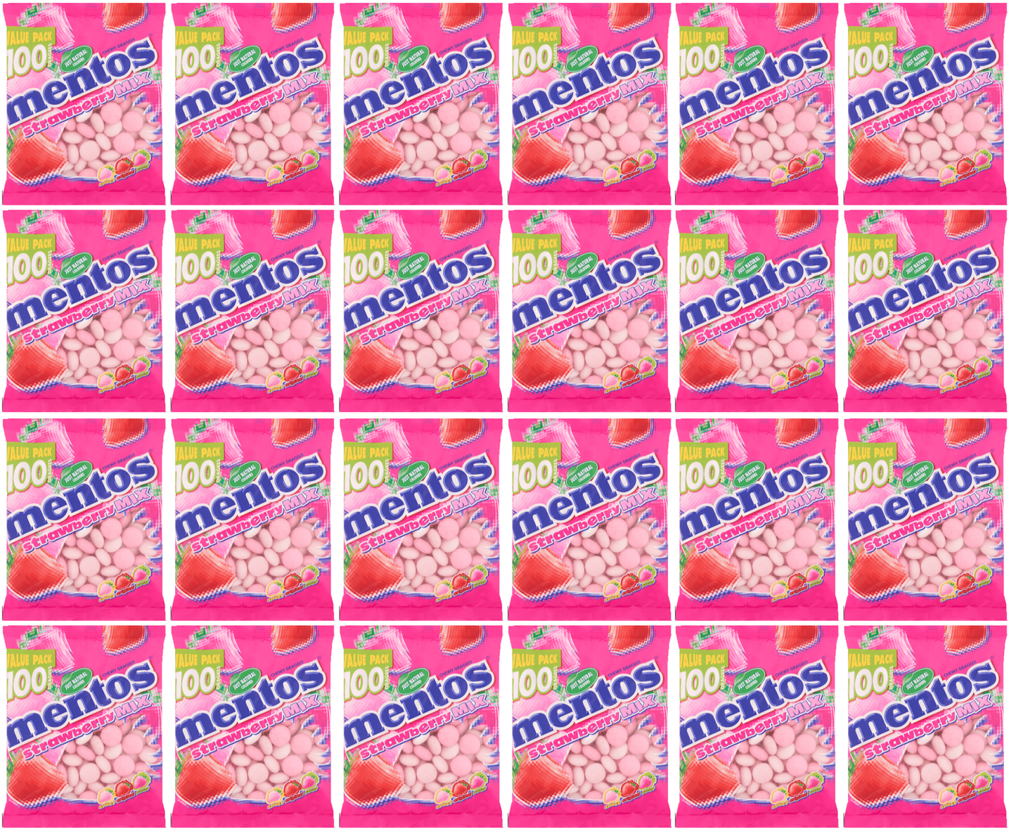 24 x Mentos Strawberry Bag  - 150GM