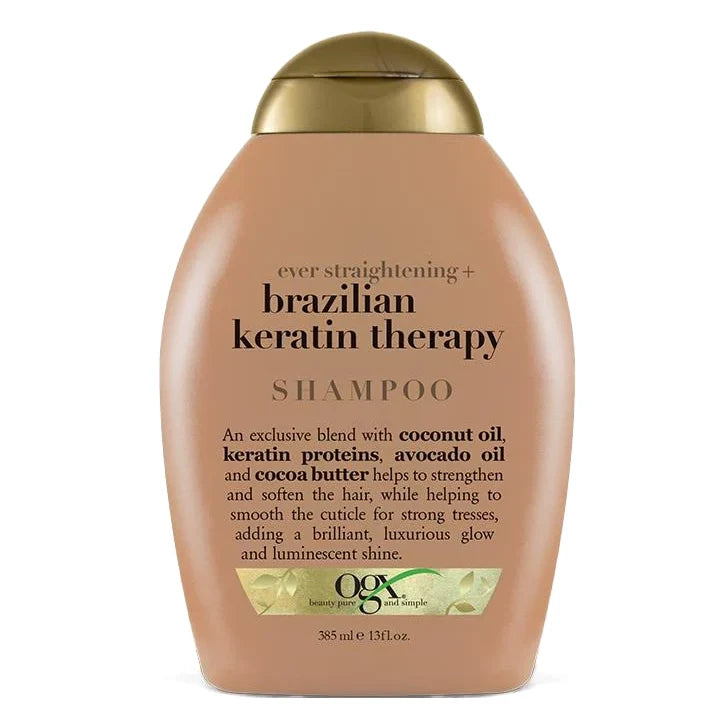 OGX Brazilian Keratin Smooth Shampoo for Frizz Control & Shine, All Hair Types, 385ml