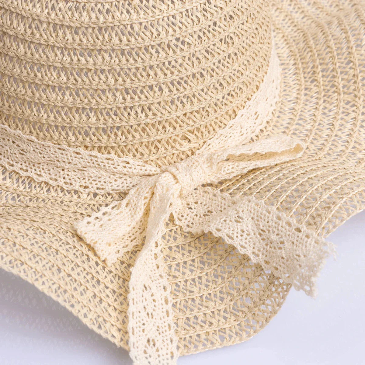 HelloBaby Mom Straw Ribbon Hat - Ecru