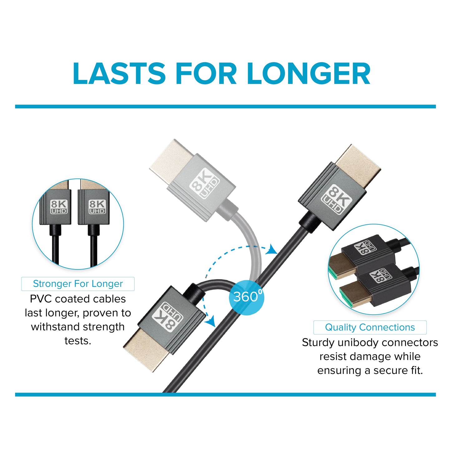 Maplin HDMI to HDMI 8K Ultra HD Coiled Cable - Black, 1m