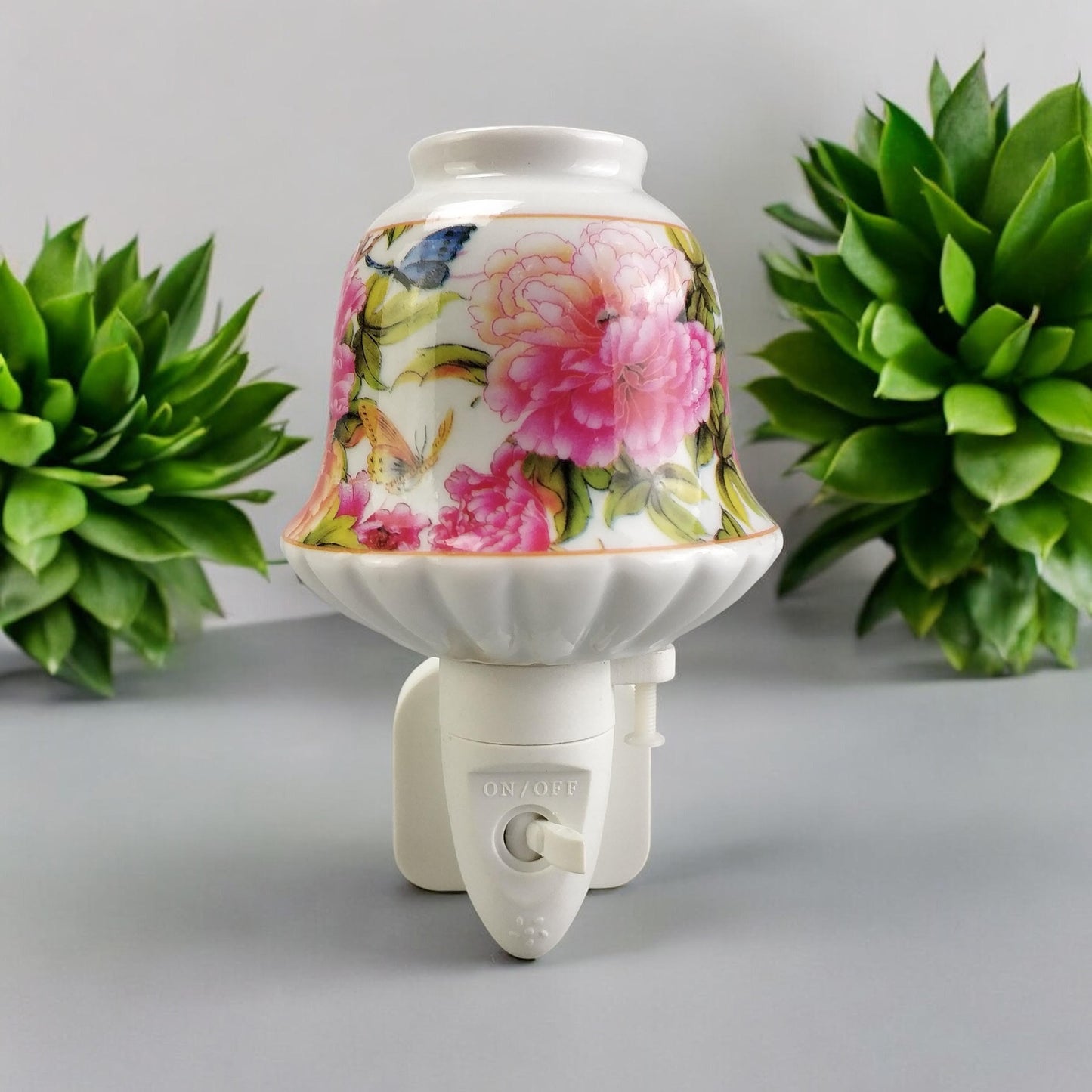8 INCH FLORAL LED NIGHTLIGHT PINK AND GREEN