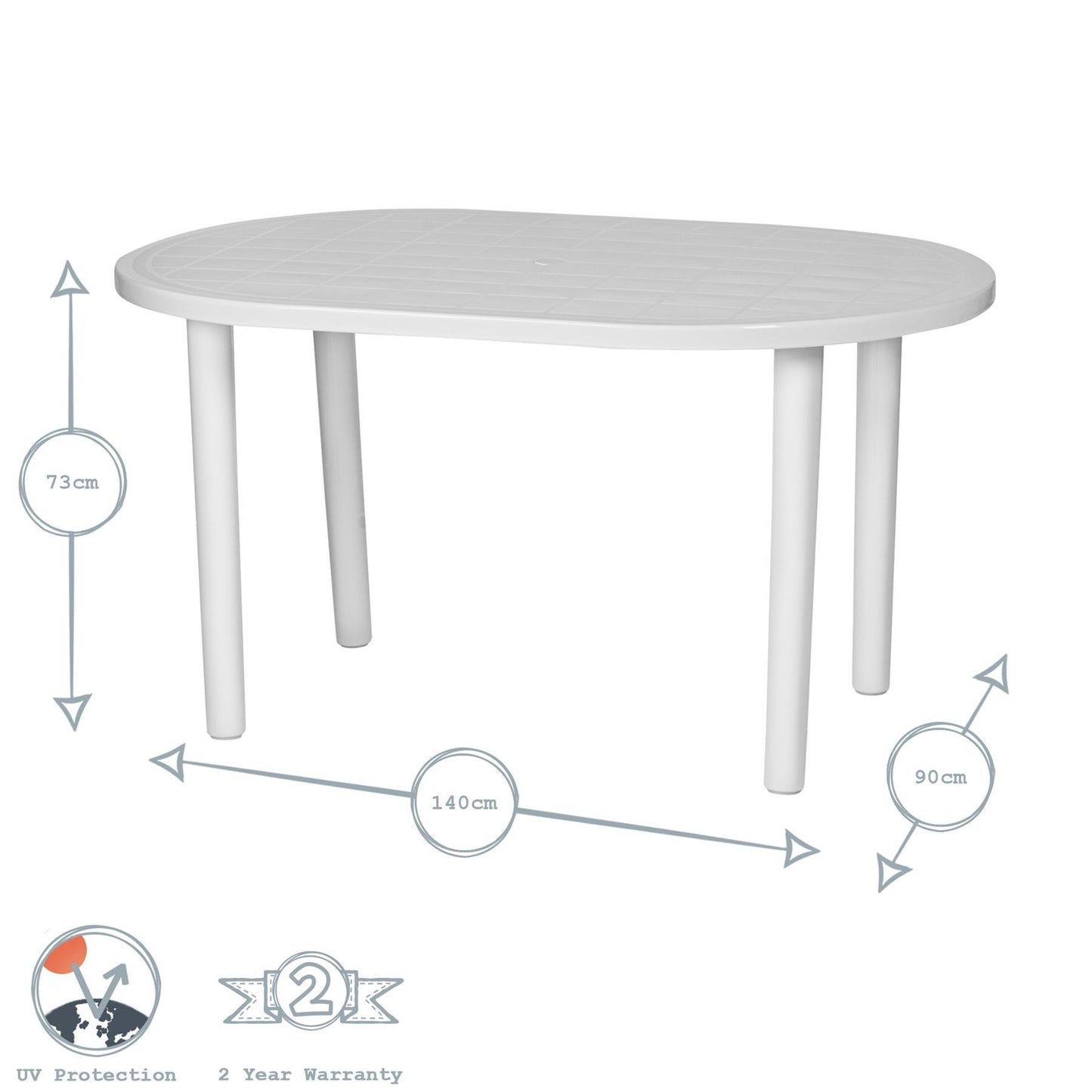 Four-Seater Oval Gala Garden Dining Table 140cm x 90cm
