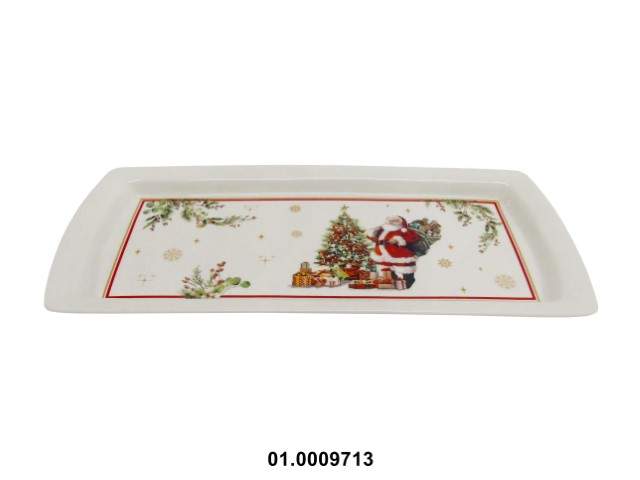 PORCELANA - RECTANGULAR SERVING DISH, CHRISTMAS COLOR, 37CM