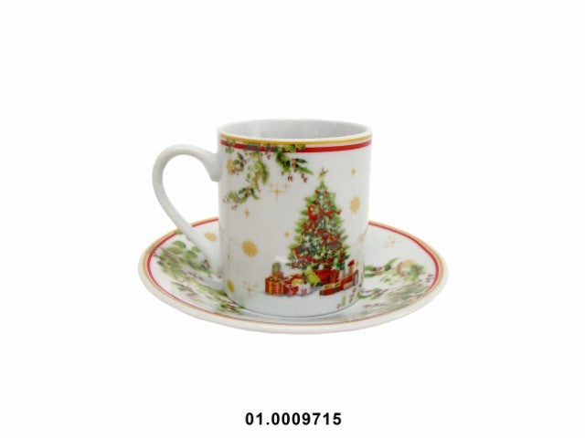 PORCELANA - SET 6 CUPS WITH "CHRISTMAS" PLATE 1000CC