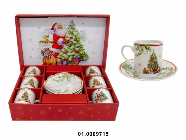 PORCELANA - SET 6 CUPS WITH "CHRISTMAS" PLATE 1000CC