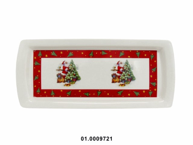 PORCELANA - RECTANGULAR PLATE DECOR CHRISTMAS 37CM