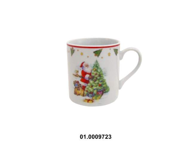PORCELANA - SET OF 6 COFFEE CUPS WITH SAUCER, CHRISTMAS COLOR, 100CC