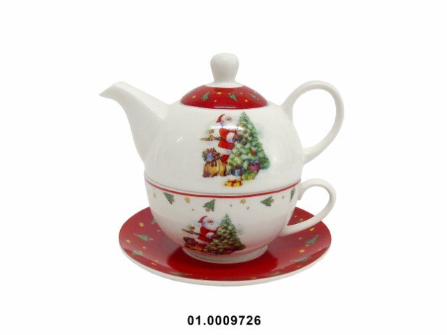 PORCELANA - SET OF TEAPOT+CUP CHRISTMAS DECOR 440+220ML