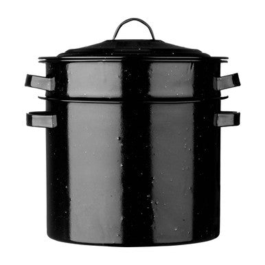 Carvara Black Speckled Enamel Pasta Pot with Drainer and Lid