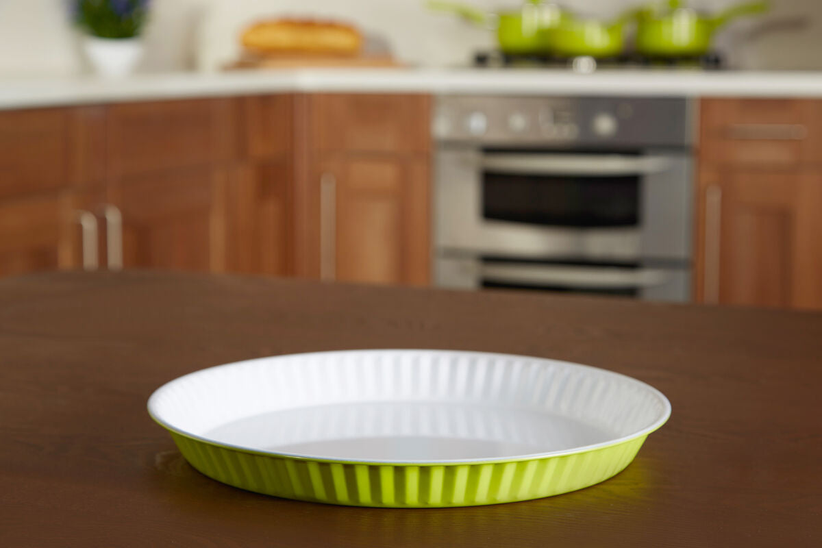 Ecocook Lime Green And White Flan Dish