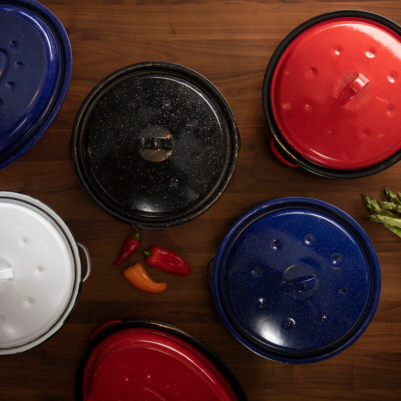 Carvara Round Self Basting Blue Enamel Roaster