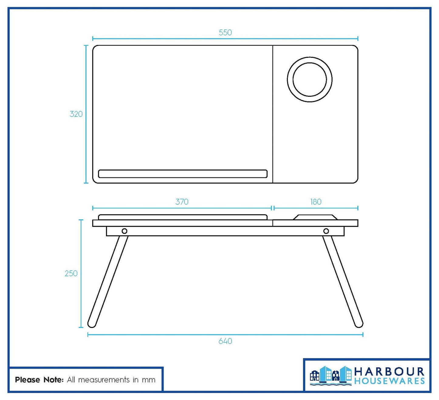Folding Lap Desk with Cupholder - Black