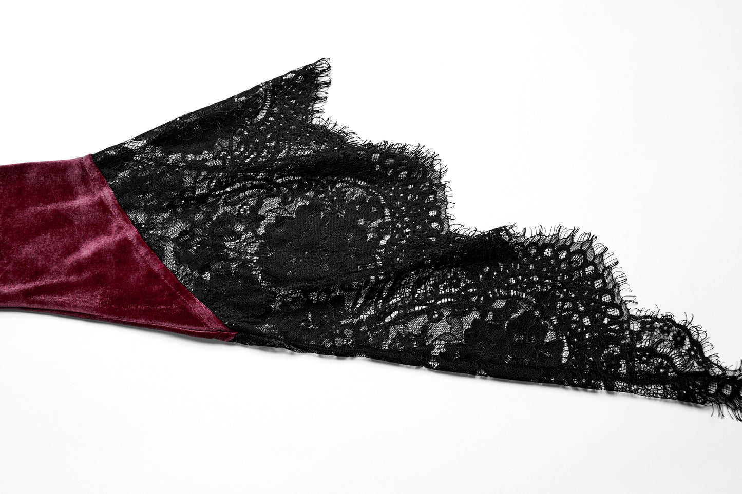 Punk Rave Isolde Velvet Lace Sleeve Dress in Red