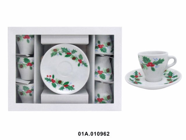 PORCELANA - SET WITH 6 COFFEE CUP Nº4 CHRISTMAS DECOR 6CM