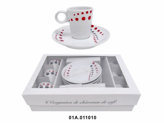 PORCELANA -EMB. C/6 CHAVENAS CAFE Nº4 B/VERM. 6CM