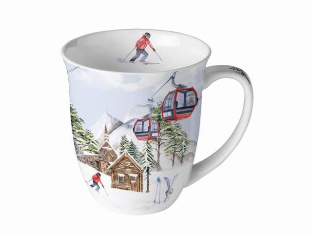 PORCELANA - MUG 0.40L SKI HUT DECORATION 10X10CM
