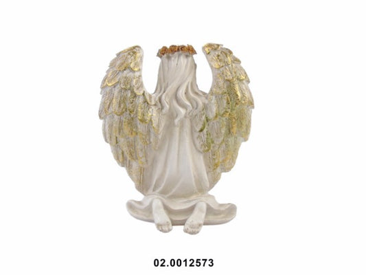 MARFINITE -ANJO C/LUZ COR BRANCO/OURO 18X18X20CM